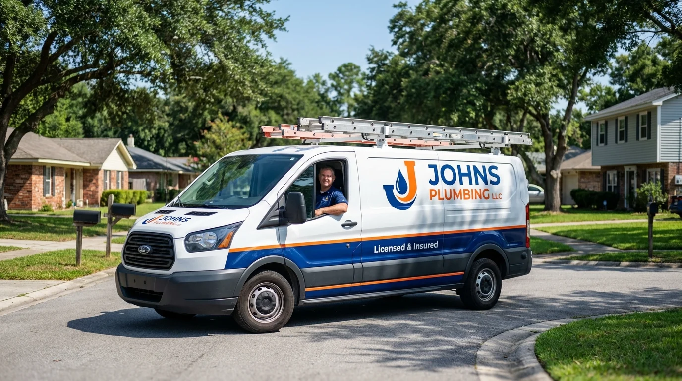 Johns Plumbing LLC service van in Cerro Gordo, IL
