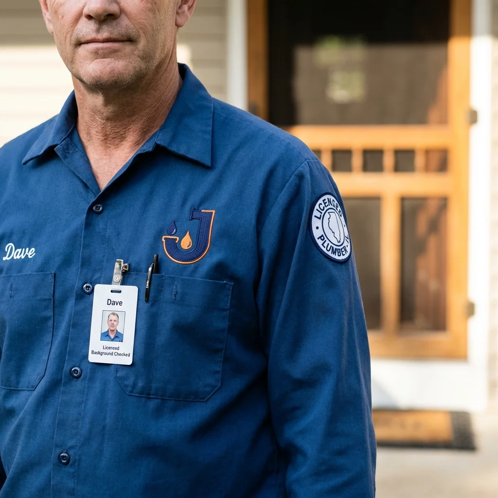 Licensed plumber showing ID badge in Cerro Gordo, IL