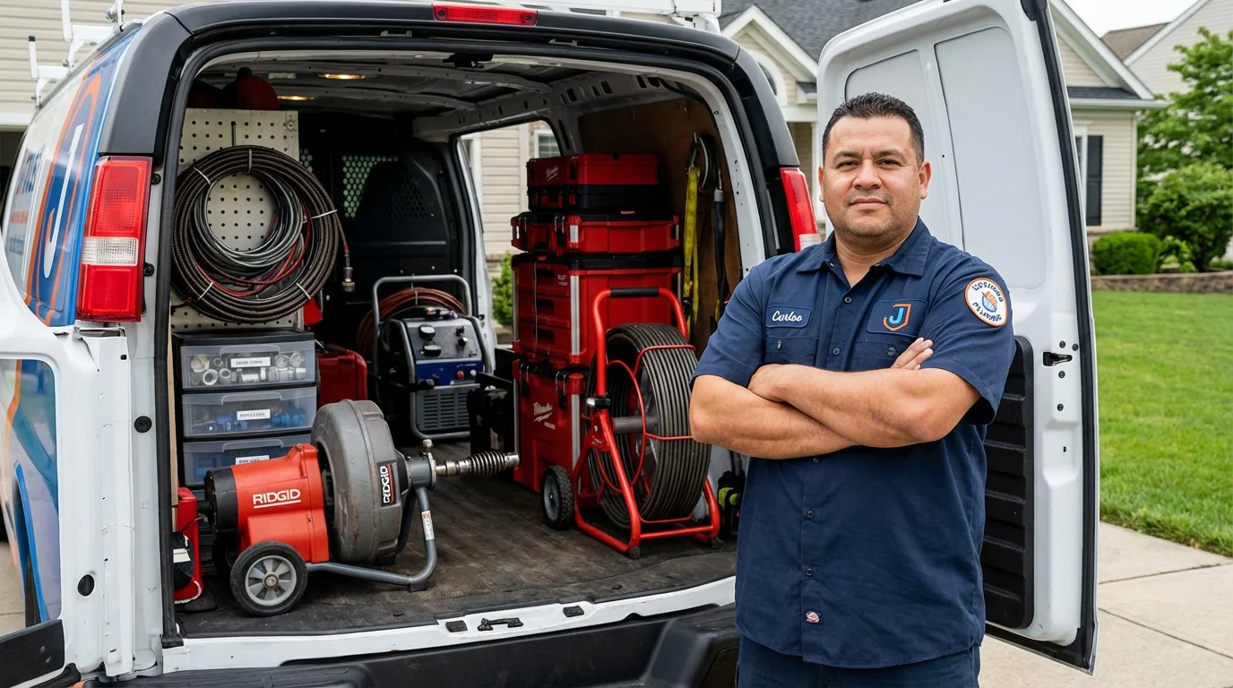 Professional drain cleaning equipment and Johns Plumbing LLC plumber in Cerro Gordo