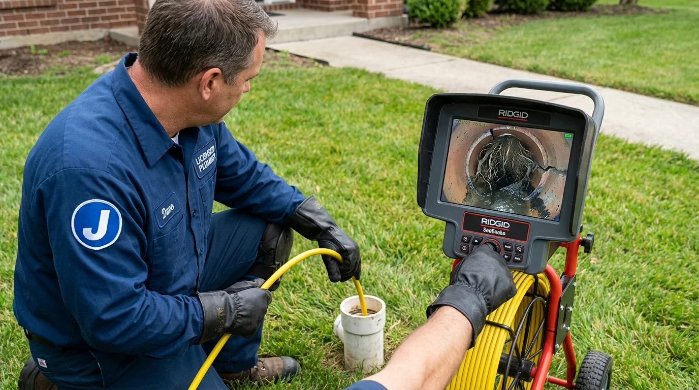 Sewer camera inspection being performed by Johns Plumbing LLC in Cerro Gordo